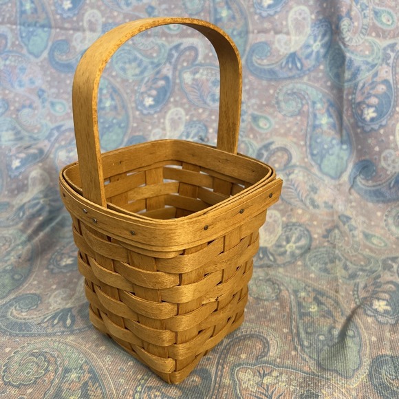 Longaberger Medium Peg Basket With Fixed Handle 1991 5.5in Wide - Picture 4 of 11